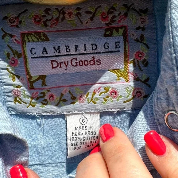 Cambridge Dry Goods - Vintage Snap Front Denim Shirt with Embroidery, Size 6 - Picture 7 of 9